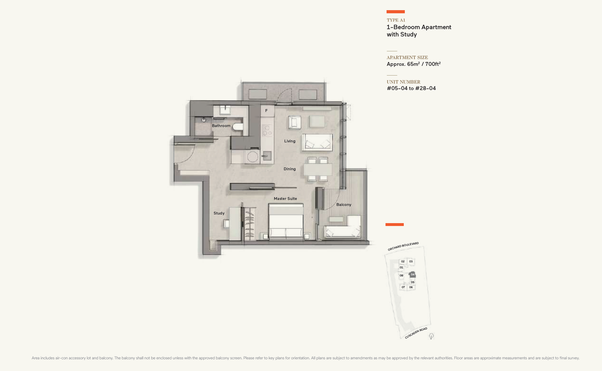 Cuscaden Reserve 1 Bedroom Floor Plan 1