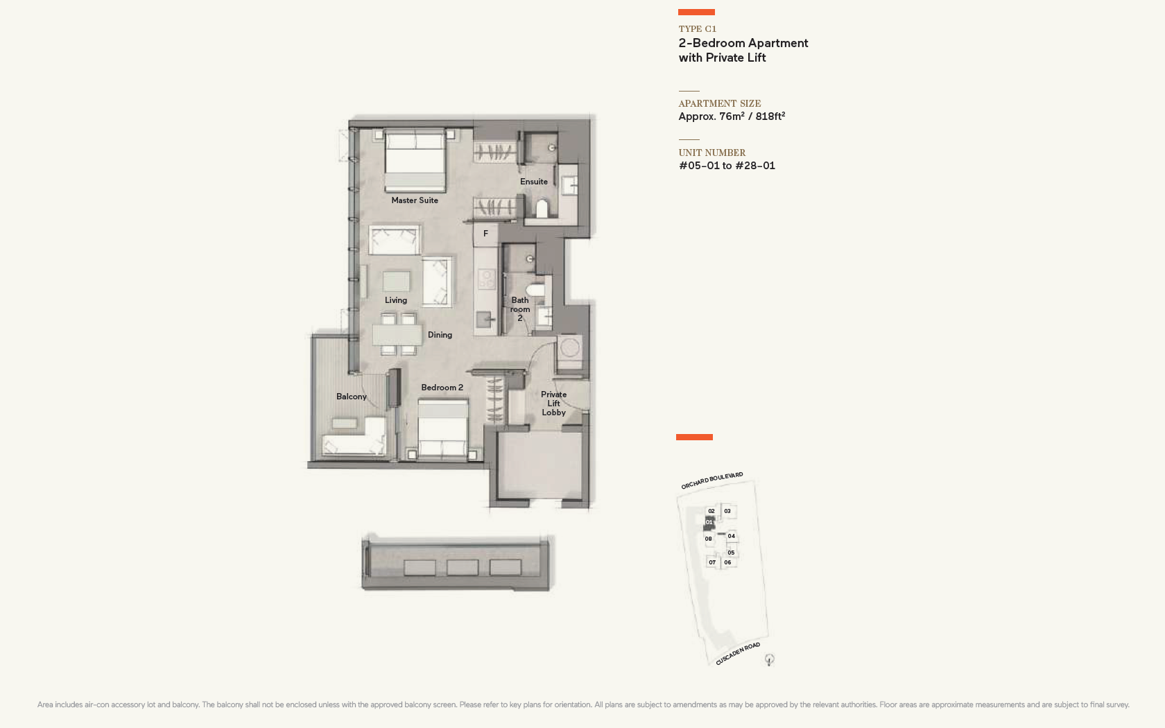 Cuscaden Reserve 1 Bedroom Floor Plan 3